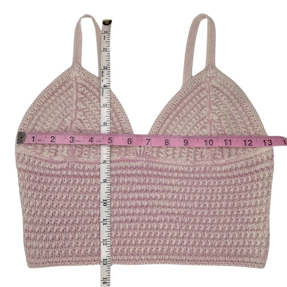 Pac Sun LA Hearts Pink Knit Crochet Spaghetti Strap Crop Top - Picture 11 of 12